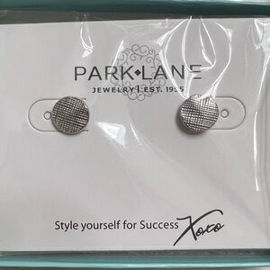 Park Lane Silver Textured Grid Round Stud “Dottie” earrings